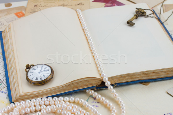 empty open vintage book Stock photo © neirfy