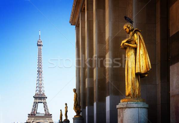 eiffel tour and statues of Trocadero Stock photo © neirfy