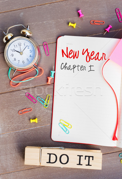 Otwarte porządku kopia przestrzeń nowy rok słowa działalności Zdjęcia stock © neirfy