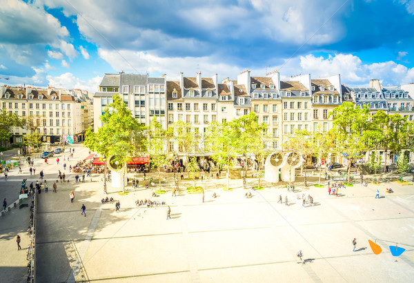 Platz Paris berühmt Frankreich Retro Himmel Stock foto © neirfy