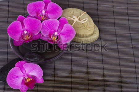 Keret fürdő beállítások nedves zen kövek Stock fotó © neirfy