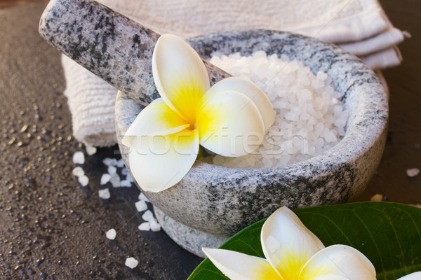 Stock foto: Spa · Wellness · natürlichen · Meersalz · Blumen