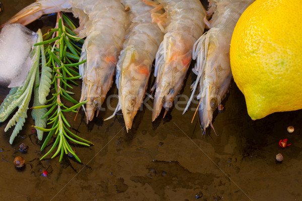 border of raw prawns Stock photo © neirfy