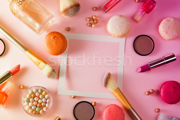 Stockfoto: Make-up · producten · frame · exemplaar · ruimte · roze · meisje