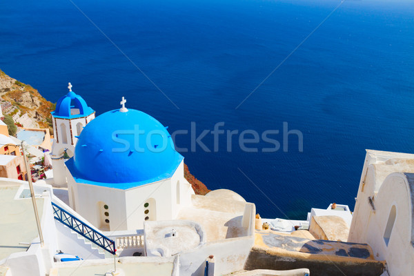 Foto stock: Tradicional · azul · cúpula · mar · santorini · iglesia