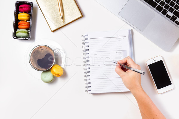 Vrouwelijk werkruimte top lege notebook Stockfoto © neirfy