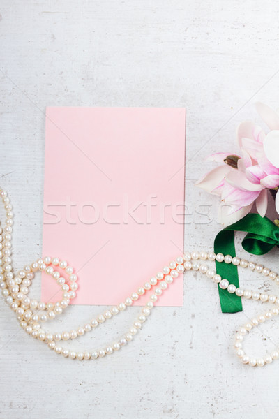 Magnolia flowers flat lay scene Stock photo © neirfy