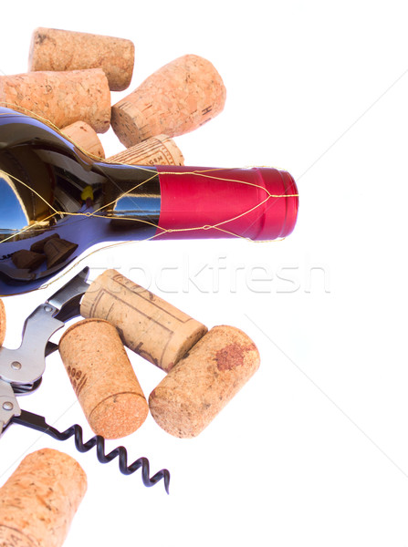 bottle ofred  wine wth corks Stock photo © neirfy