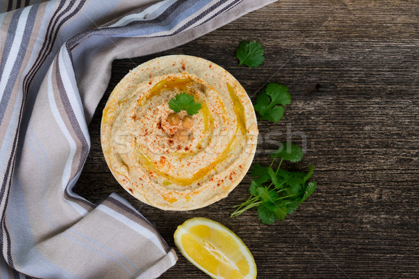 Plate of hummus Stock photo © neirfy