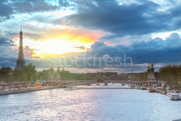 Bridge of Alexandre III and Eiffel tower,  Paris, Stock photo © neirfy