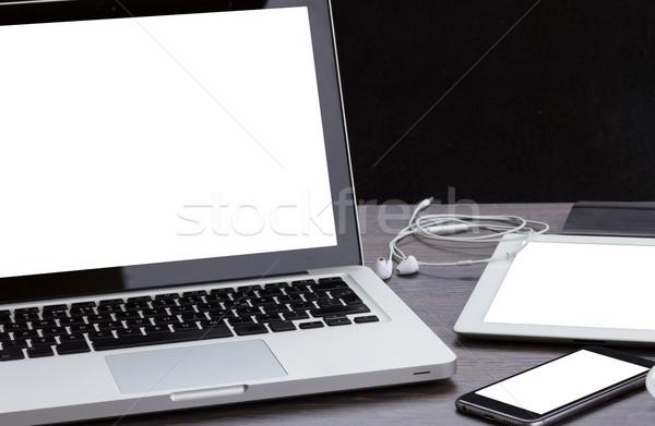 Modern számítógép eszközök laptop tabletta telefon Stock fotó © neirfy