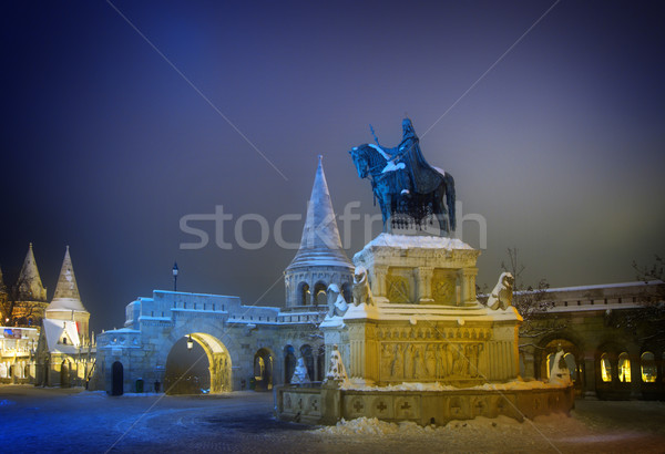Bastion Budapeszt Węgry zimą retro budynku Zdjęcia stock © neirfy