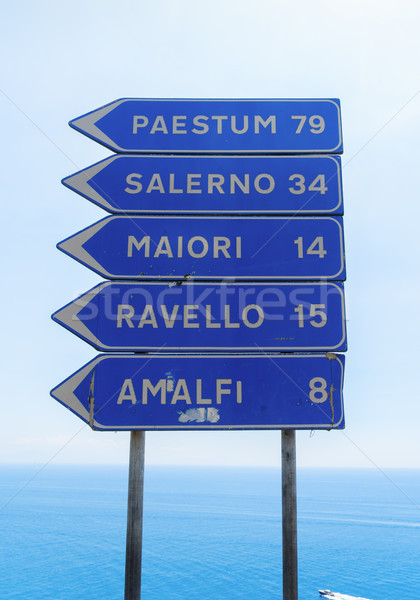 Amalfi coast road sign Stock photo © neirfy