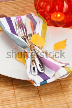 empty  white plate with cutlery Stock photo © neirfy