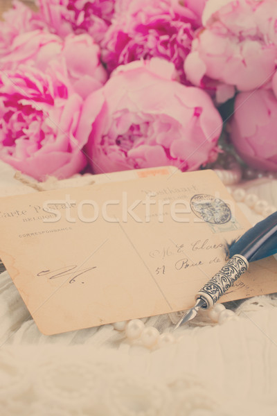 quill pen and antique letters Stock photo © neirfy