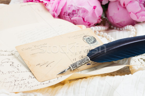пер антикварная письма письме синий Сток-фото © neirfy
