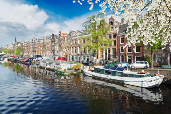 Stok fotoğraf: Kanal · Amsterdam · bahar · gün · Hollanda