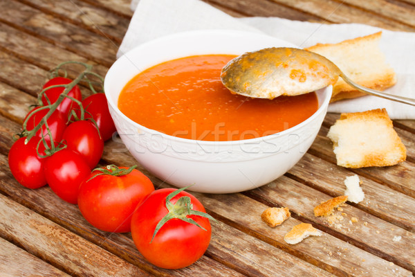 Gazpacho dish close up Stock photo © neirfy