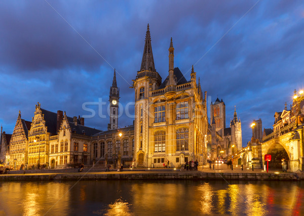 Stock photo: Old Buildings With Canal, Ghent