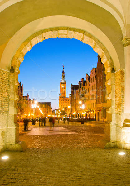 Old town of Gdansk at night Stock photo © neirfy