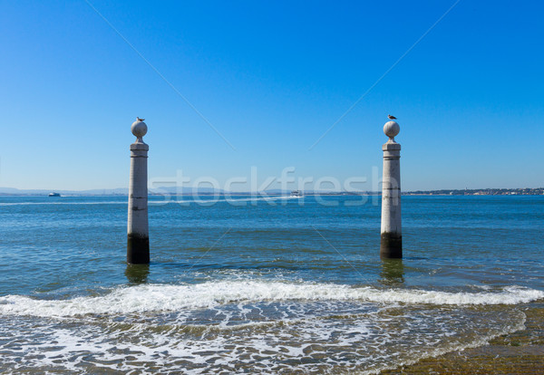 two posts at the embankment of Lisbon Stock photo © neirfy