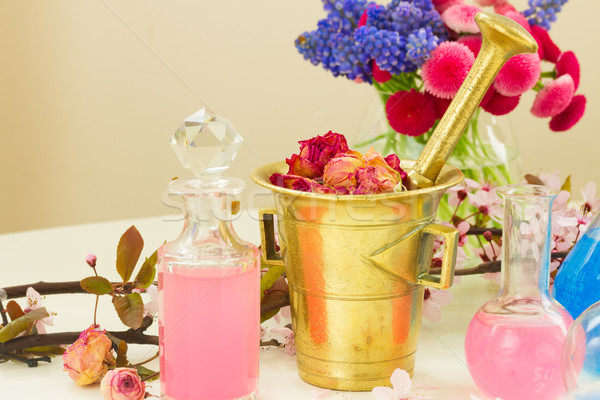 aromatherapy - dry flowers and potions Stock photo © neirfy