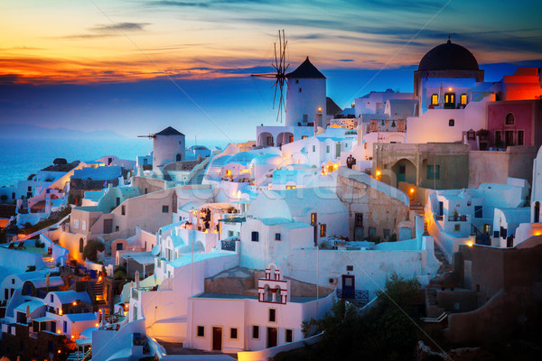 Oia village at night, Santorini Stock photo © neirfy