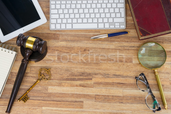 Stock photo: Workspace hero header with law gawel