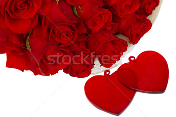 Rosas rojas cesta día de san valentín aislado blanco boda Foto stock © neirfy