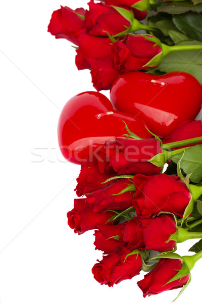 red roses and two hearts Stock photo © neirfy