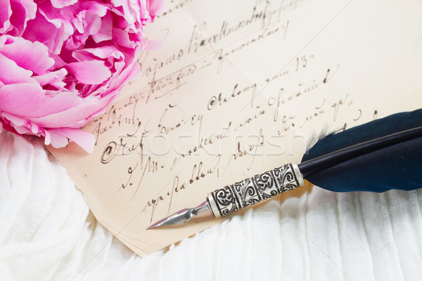 quill pen and antique letters Stock photo © neirfy