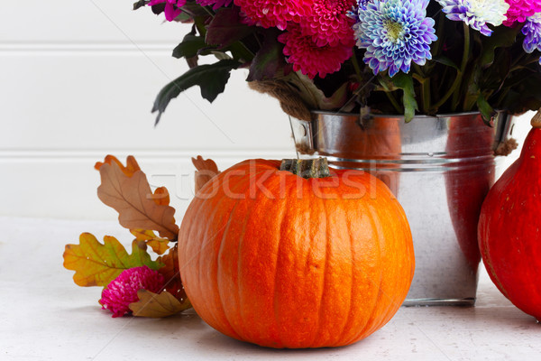 Fallen Chrysantheme Blumen Bouquet rosa blau Stock foto © neirfy