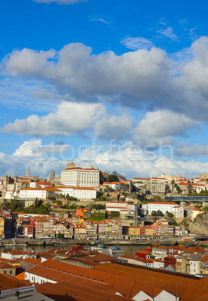 Stockfoto: Oude · binnenstad · Portugal · dak · tegels · wijn · hemel