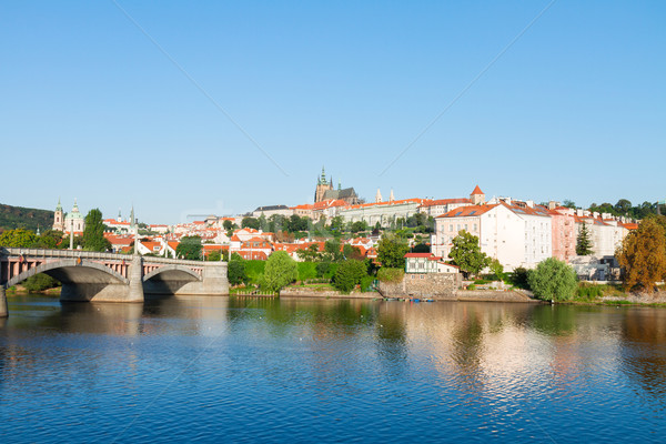 cityscape of Prague with Vitus cathedral Stock photo © neirfy