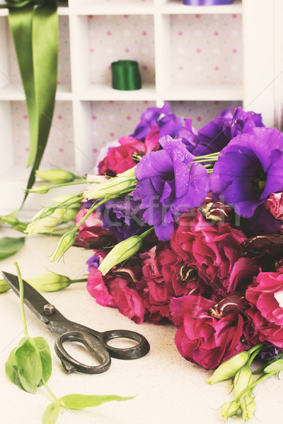 bunch of  violet and mauve  eustoma flowers Stock photo © neirfy