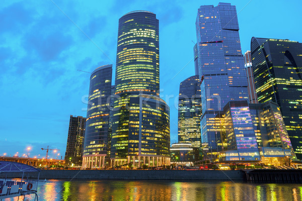 莫斯科 城市夜景 城市 河 水 夜 商業照片 © neirfy