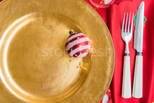 Christmas golden plate Stock photo © neirfy