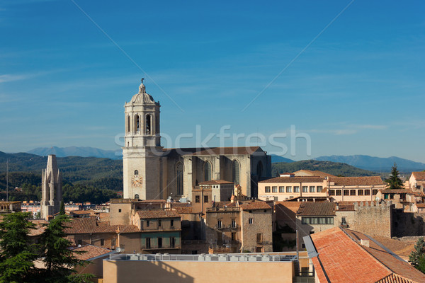 Cidade velha Espanha linha do horizonte catedral céu edifício Foto stock © neirfy