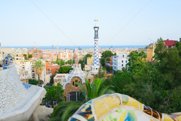 Park Barcelona Cityscape deniz Bina doğa Stok fotoğraf © neirfy