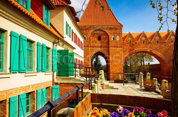 Utca óváros Lengyelország torony kastély retro Stock fotó © neirfy