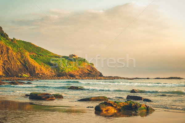 Cantabrian Sea coast and Deba town Stock photo © neirfy