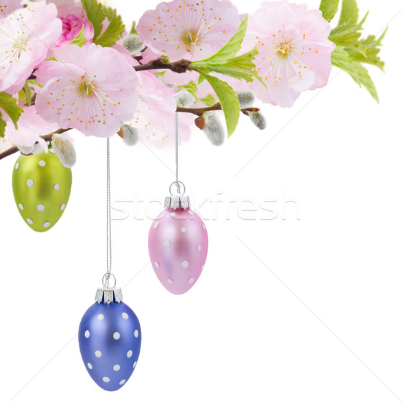 Colorful hanging easter eggs Stock photo © neirfy