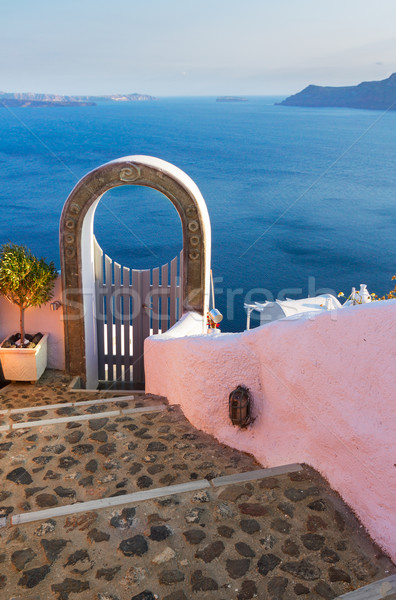 Gyönyörű részletek Santorini sziget Görögország lépcsősor Stock fotó © neirfy