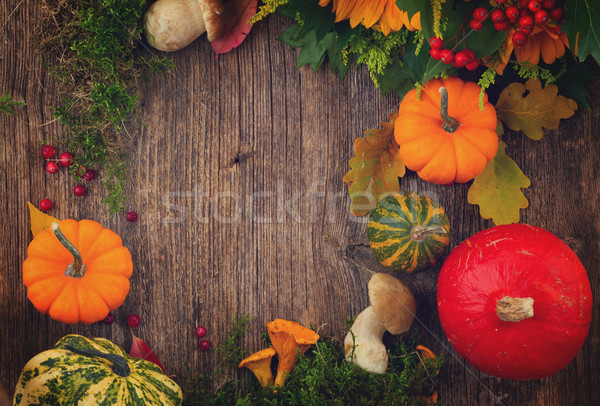 Fall flat lay frame Stock photo © neirfy