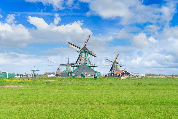 ストックフォト: オランダ語 · 風 · 伝統的な · 風景 · 風車 · 劇的な