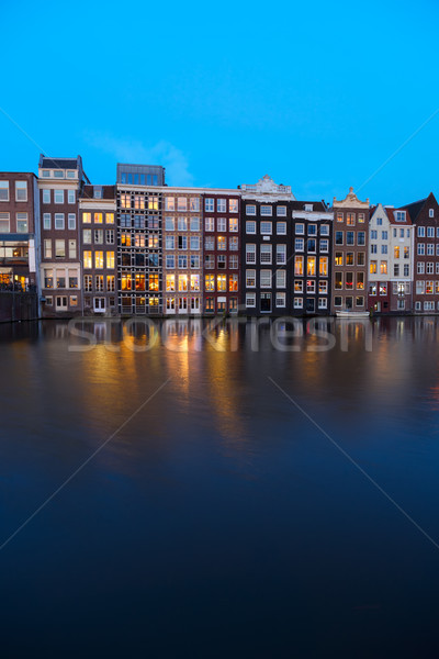 Stockfoto: Huizen · Amsterdam · Nederland · kanaal · verlicht