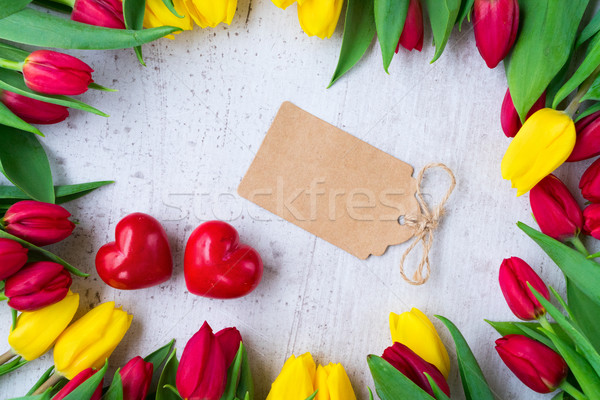 bouquet of yellow, purple and red tulips Stock photo © neirfy