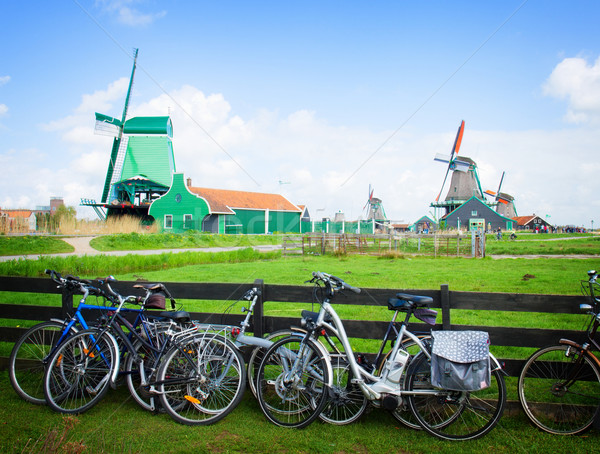 Foto stock: Holandés · bicicletas · Holanda · verano · campo · moto