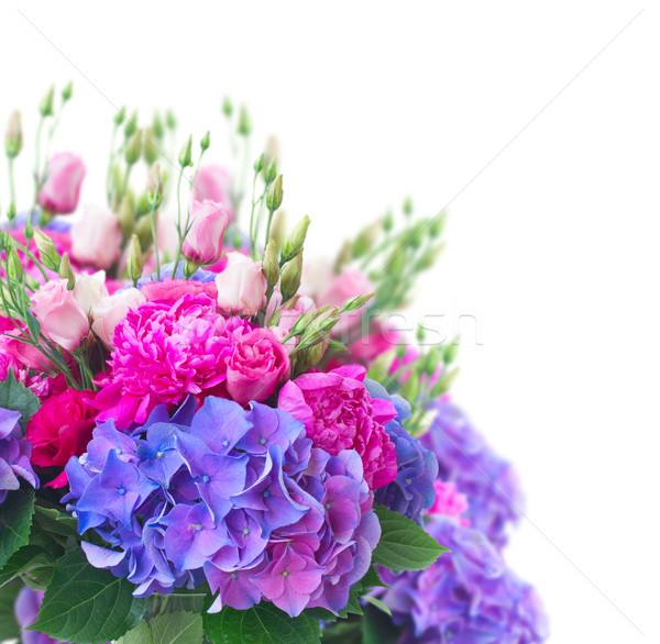 Foto stock: Brilhante · rosa · azul · flores · buquê