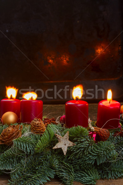 advent wreath with burning candles Stock photo © neirfy